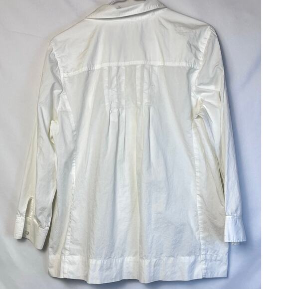 Vince Womens 8 White Button Up Pleated Long Sleeve Lightweight Summer Shirt - Picture 6 of 8